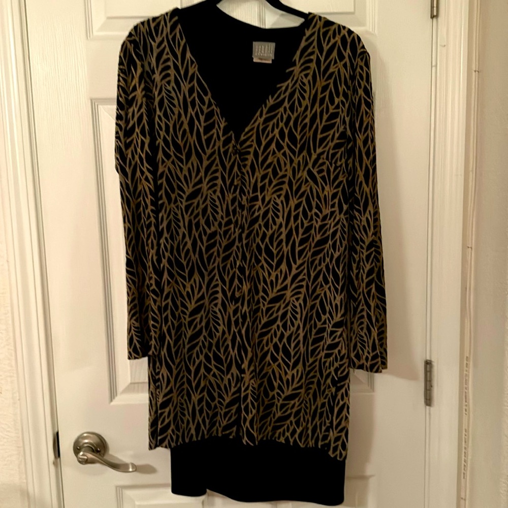 2 pc black/brown print mini dress by Rabbit Design size 14M